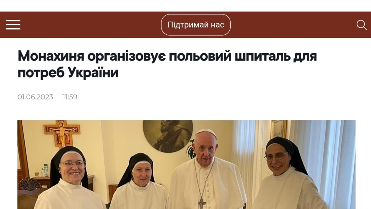 Монахиня організовує польовий шпиталь для потреб України