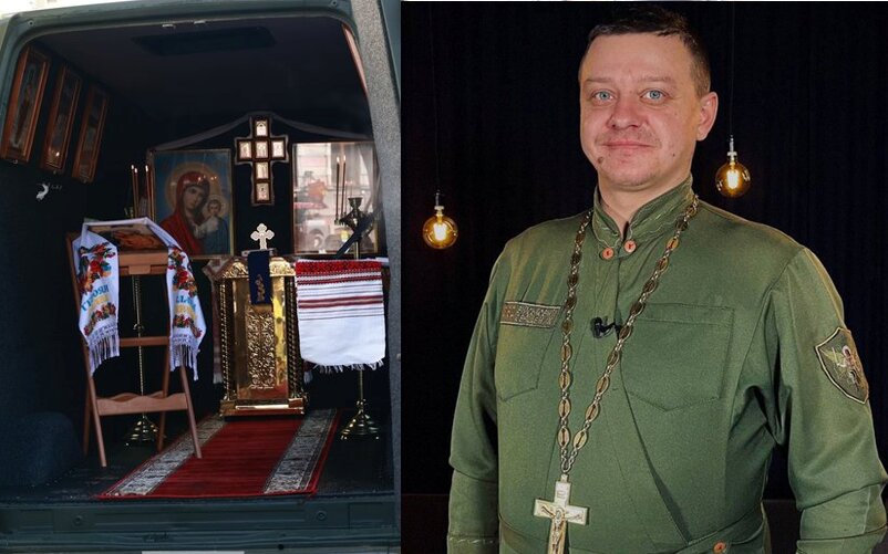 Мобільний храм для фронту: військовий капелан облаштував місце молитви для воїнів