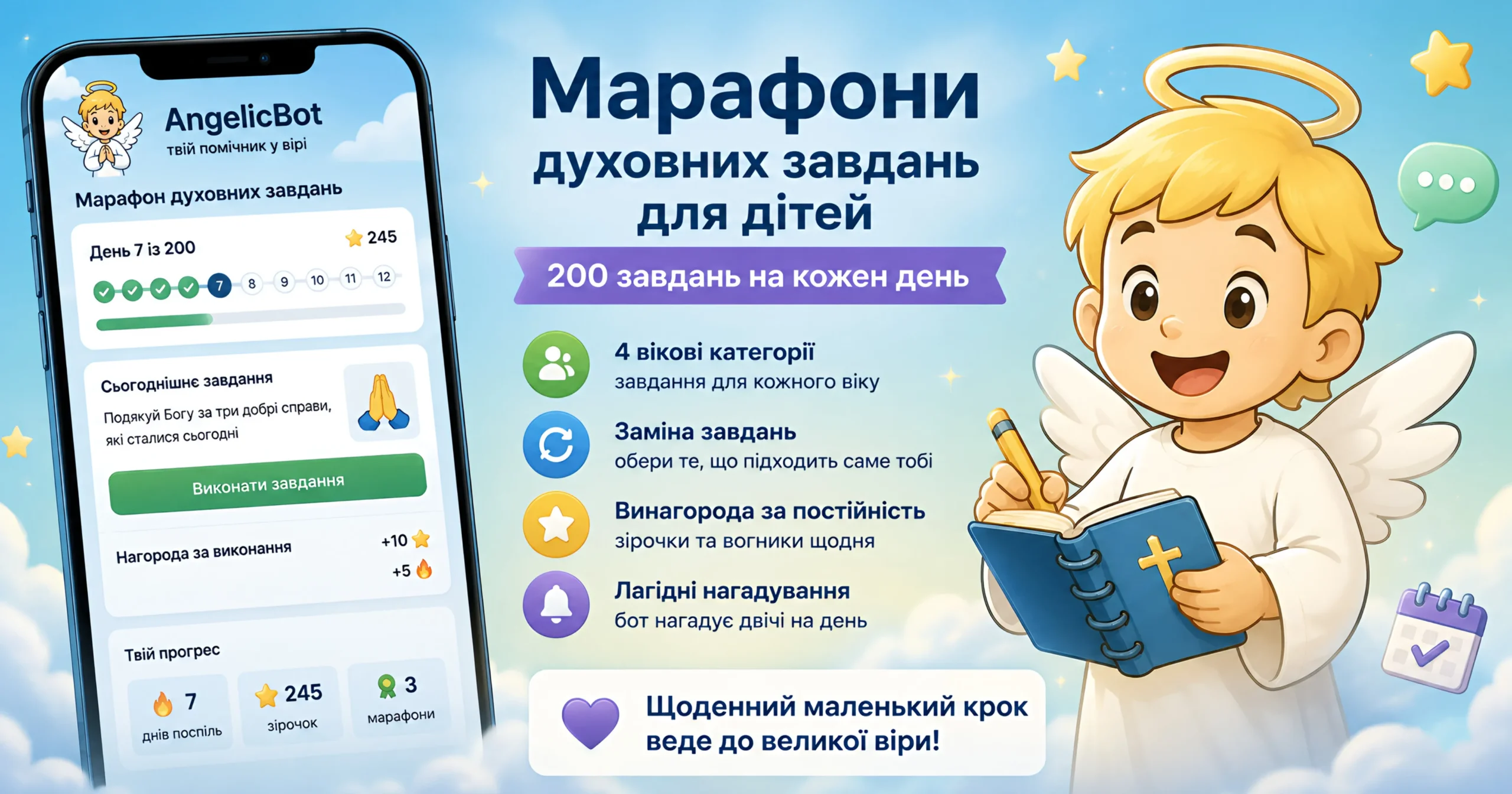 Марафон духовних завдань у православному Telegram-боті AngelicBot 